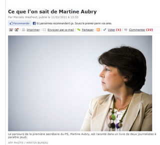 Martine Aubry accuse l'Elysée.... Une bourde et quelques autres ?