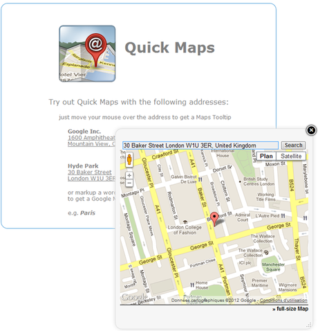 Quick Maps : Prévisualisation rapide d’un lieu sur Google Maps sans sortir de votre page Web
