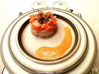 Carpaccio de saumon et Saint-Jacques à la Crème de corail