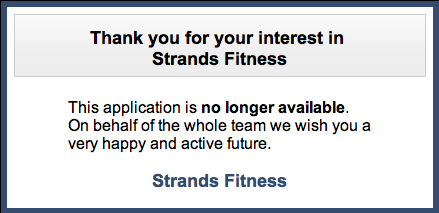 Strands Fitness c’est terminé :(