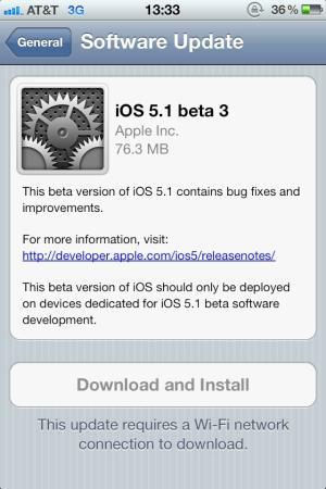 iOS 5.1 bêta 3 est disponible au téléchargement