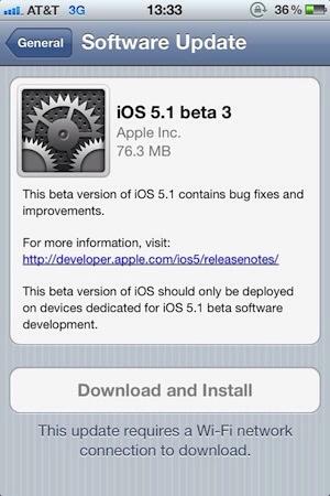 iOS 5.1 (bêta 3) disponible au téléchargement...