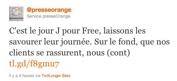 orange free mobile 2 Orange réagit à larrivée de Free Mobile sur twitter