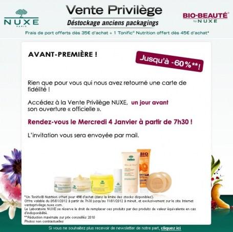 Vente privilège Bio-Beauté by Nuxe