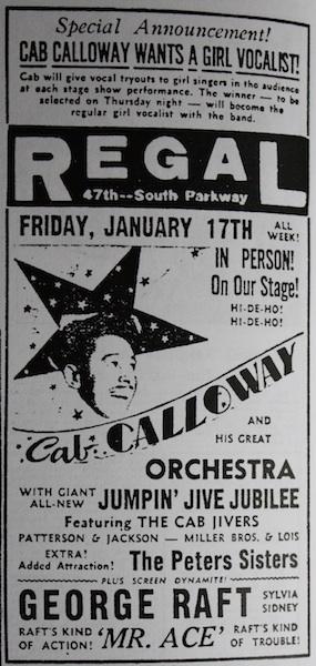17 janvier 1947, Cab Calloway au Regal de Chicago