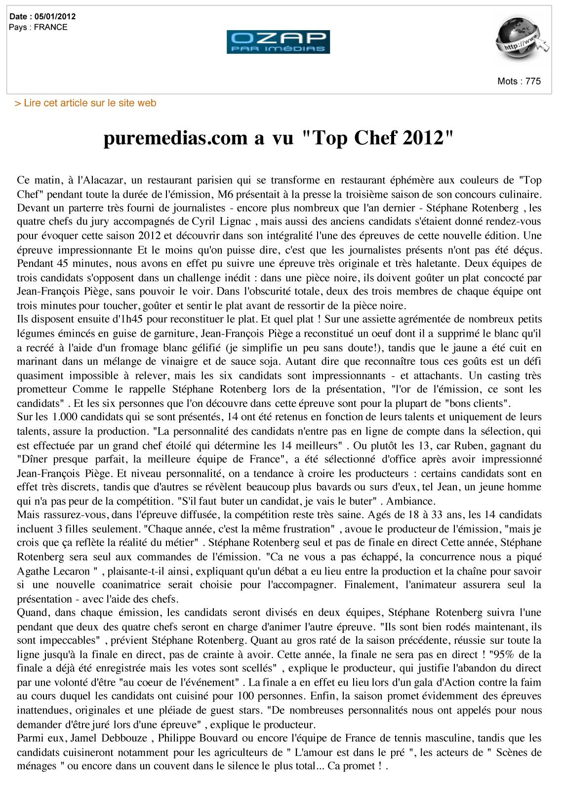 Top Chef 2012 à l’Alcazar