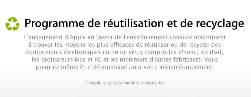 Apple Recycle Un programme de recyclage chez Apple