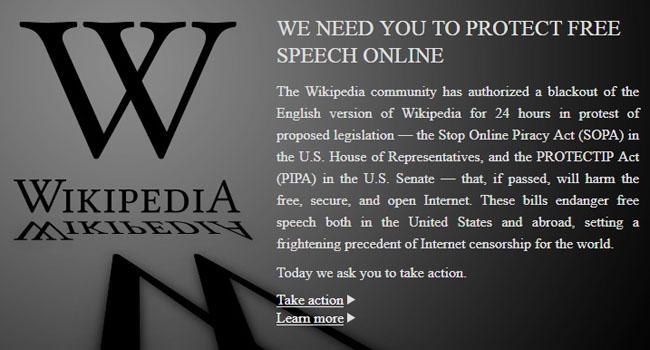 wikipedia SOPA Wikipedia sera hors service 24h afin de protester contre SOPA
