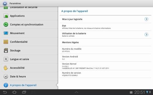 La mise à jour officielle Android 3.2 pour la Samsung Galaxy Tab 10.1 est disponible