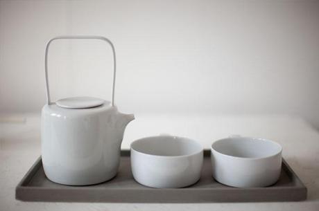 Tea set, pale celadon