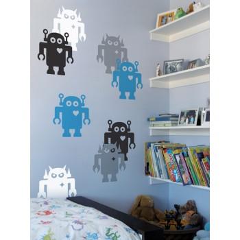 stickers geek robots mur gnd 5 stickers muraux pour geeks produits geek geek gnd geekndev