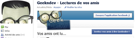 geekndev lectures amis facebook application page fan geek gnd Découvrez lapplication facebook Geekndev creations gregoire penverne geek gnd geekndev