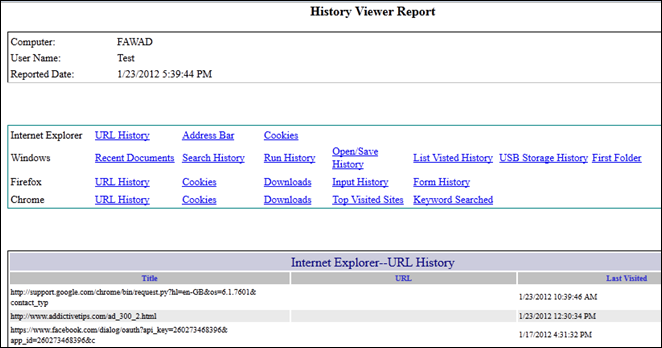 History Viewer Report - Report