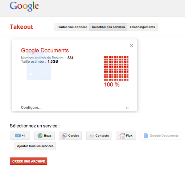 google takeout Google Documents: exportez vos documents en utilisant Takeout