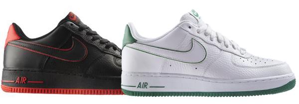 Nike Air Force 1 Black/Action-Red & White/Green dispos