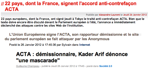“Kader Arif, le rapporteur de l’ACTA au Parlement...
