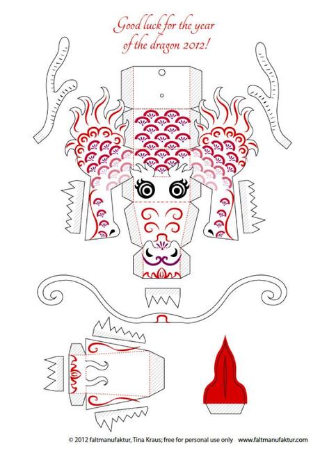 Papertoy Dragon 2012 de Tina Kraus (x 4)