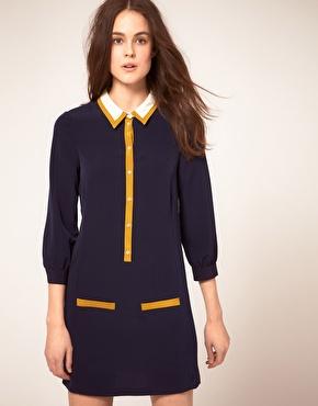 ROBE AVEC COL CONTRASTE WHISTLES POPPY ASOS