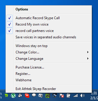 Athtek Skype Recorder Right Click