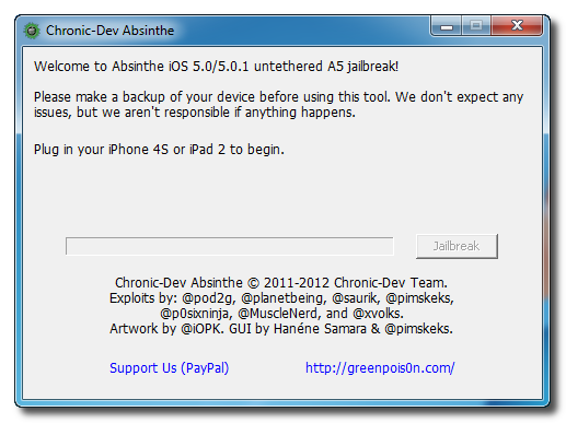 [Tuto Version 0.4] Absinthe: Jailbreak iPhone 4S et iPad 2 alt=