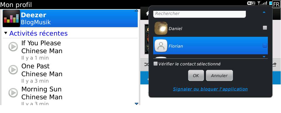 Deezer Blackberry Messenger Deezer intégré à lapplication BlackBerry Messenger