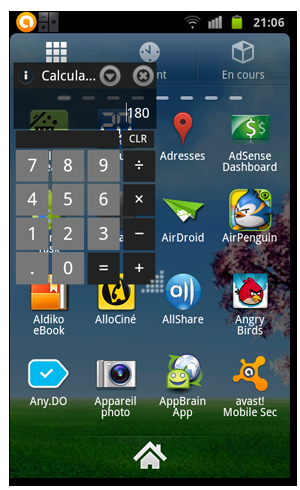 AirCalc : Calculatrice pour Android ajustable et qui autorise la navigation