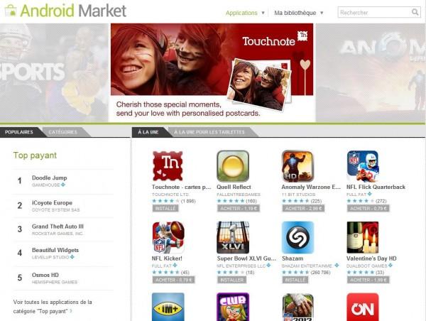 androidmarket 600x452 Un antimalware dans lAndroid Market