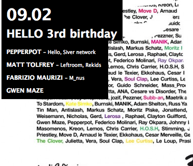 09/02 – Hello 3rd Birthday @ Rex Club
