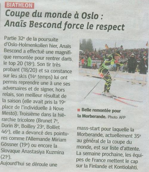 Coupe du Monde à Oslo : Anaïs Bescond force le respect
