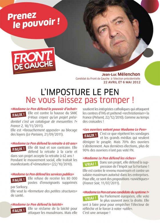 Marine Le Pen, une grosse imposture… Des arguments. #frontcontrefront