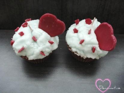 2 bougies cupcakes choco-menthe, coeurs aphrodisiaques