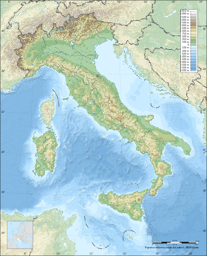 Blank topographic map of Italy, with regions b...