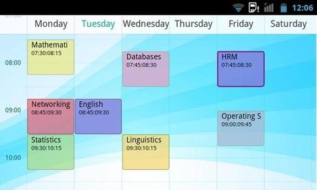 Un agenda pour Android avec TIMETABLE TimeTable-Android-Lanscape