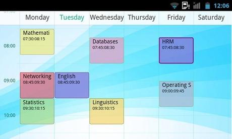 TimeTable-Android-Lanscape