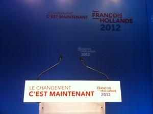 Live Tweet au QG de François Hollande. Nicolas Sarkozy annonce sa candidature.