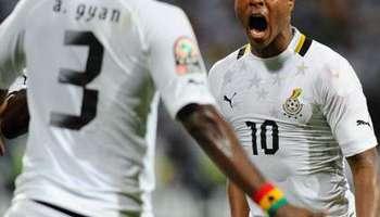 Les Ghanéens Gyan et Ayew lors de la CAN 2012.