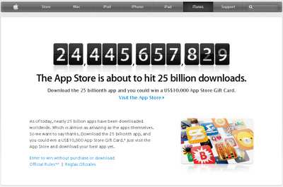10 000 dollars pour les 25 milliards d'applications iPhone téléchargées