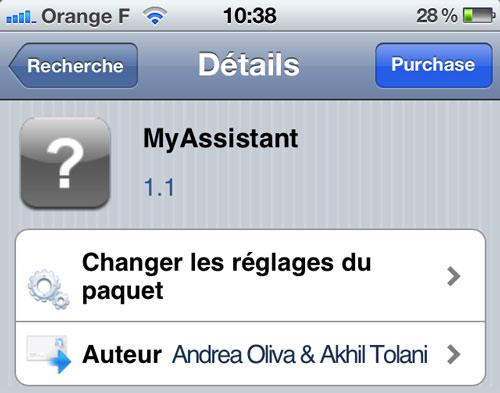 Cydia: MyAssistant mise à jour en version 1.1 et disponible en français