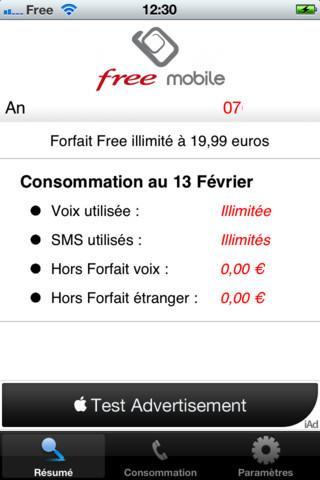 Free Mobile Conso, une autre apps pour iPhone...