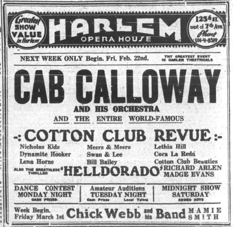 22 février 1935 : Cab Calloway à l'Harlem Opera House