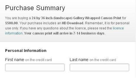 500px, le système de vente