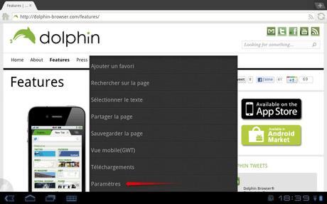 Dolphin Browser HD pour Android : Comment changer le User Agent?