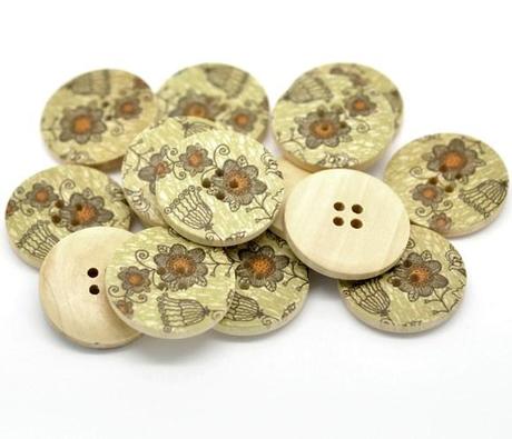 Boutons de bois avec motifs de fleurs en nouveautés dans la boutique Boutons de bois avec motifs de fleurs en nouveautés dans la boutique