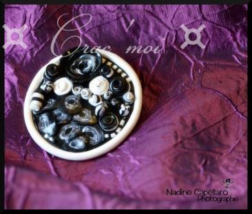 Broche en noir et blanc