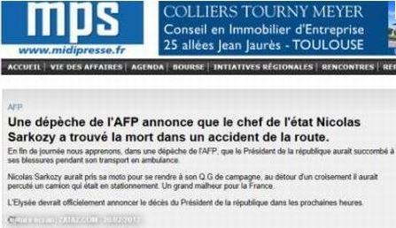 avis de décès du Président sur Midi Presse