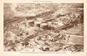 Usine à gaz du Landy dans les années 1920 (Image libre de droits, CAF) Les usines à gaz, grand combat de Hollande-Sarkozy