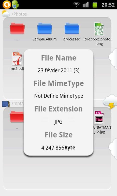 FileDrop : Application Android pour transférer vos fichiers sur votre compte Dropbox par un simple Drag & Drop