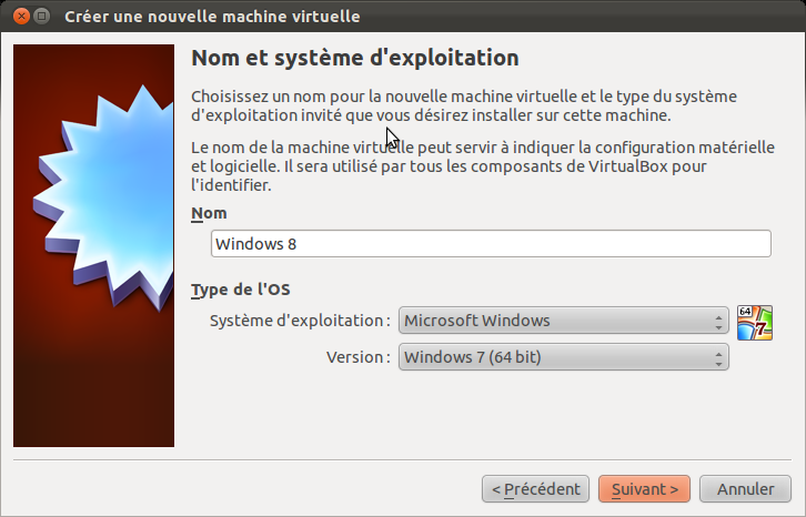 Windows 8 dans VirtualBox