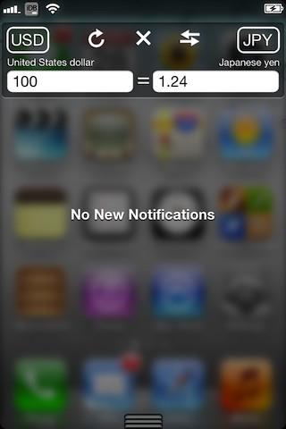 Convertisseur Currence, un widget convertisseur sur le Centre de Notifications de votre iPhone...