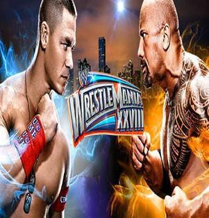 John Cena et The Rock sur l'affiche de Wrestlemania 28